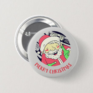 Botón de Feliz Navidad de Santa Borracho