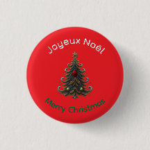 Botón de Feliz Navidad - Joyeux Noel