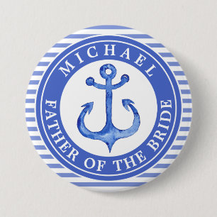 botón de fiesta de casamiento a rayas del Ancla Az