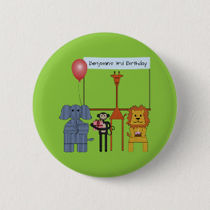 botón de fiesta de cumpleaños de animales de la ju