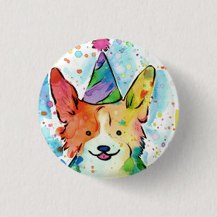 botón de fiesta de cumpleaños de Corgi