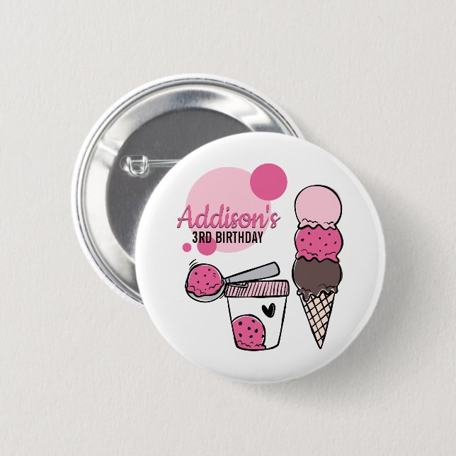 botón de fiesta de cumpleaños de helado de escote (Anverso y reverso)