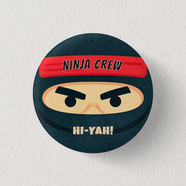 Botón de Fiesta de Cumpleaños Ninja Warrior (Anverso)