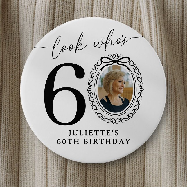 Botón de fiesta de foto de cumpleaños número 60 |  (Subido por el creador)
