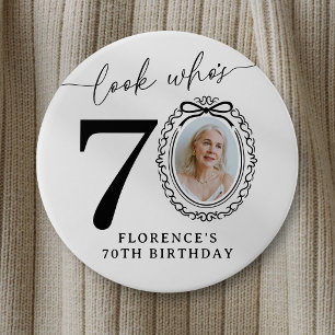 Botón de fiesta de foto de cumpleaños número 70