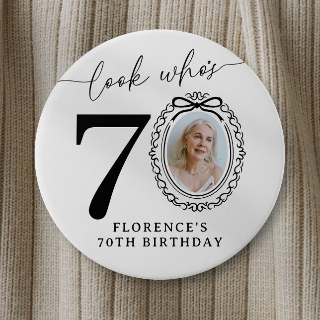 Botón de fiesta de foto de cumpleaños número 70 |  (Subido por el creador)