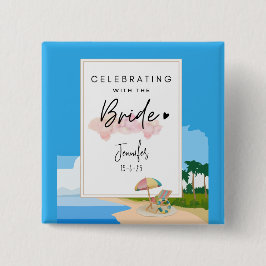 Botón de fiesta de soltera en la playa personaliza