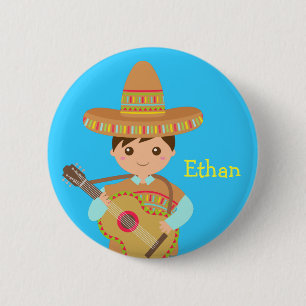 Botón de Fiesta de Sombrero Mexicano de Niño Adora