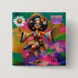 Botón de Flor Chic Hippie Colorido-Me