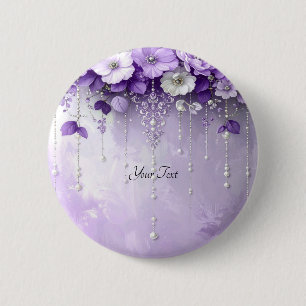 Botón de Flores Moradas con Perlas Colgantes