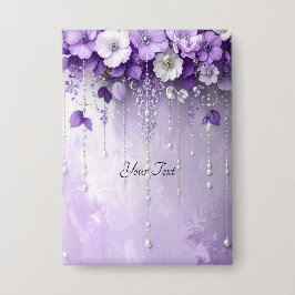 Botón de Flores Purpúreas con Perlas Colgantes