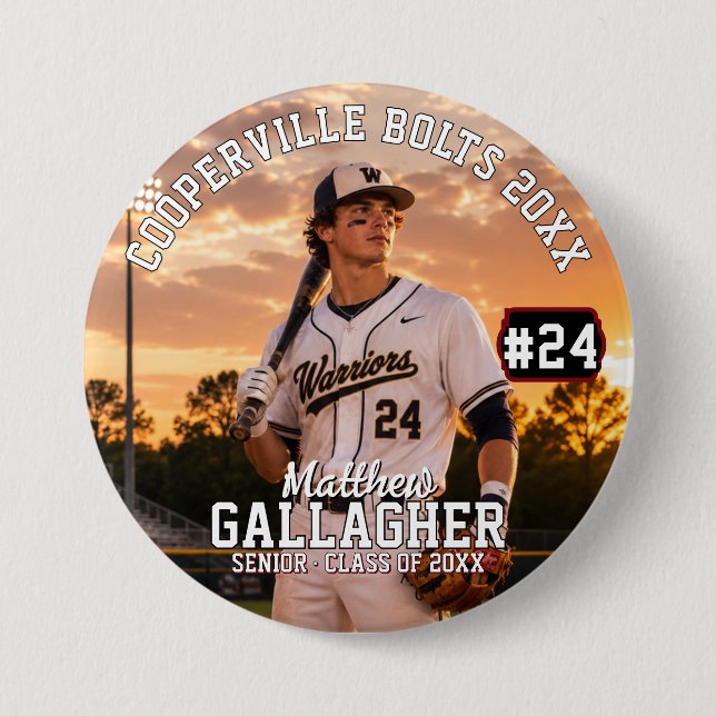 Botón de foto de béisbol personalizado (Anverso)