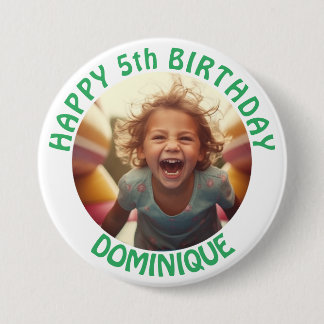 Botón De Foto De Cumpleaños Para Niños Con Nombre 