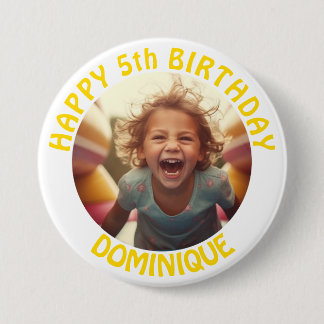 Botón De Foto De Cumpleaños Para Niños Con Nombre