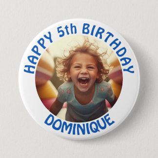 Botón De Foto De Cumpleaños Para Niños Con Nombre