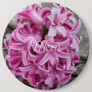 botón de foto de flores de jacinto rosado