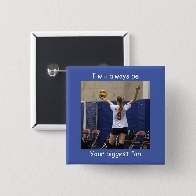 botón de foto de Personalizado azul (Anverso y reverso)