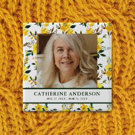 botón de foto del funeral floral amarillo