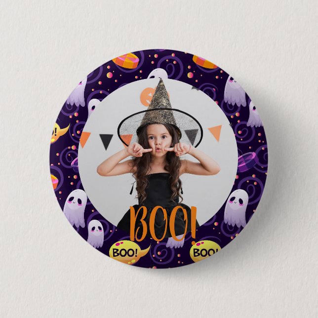 botón de foto del Personalizado de Halloween de lo (Anverso)
