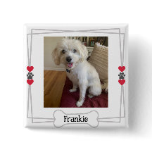 Botón de foto mascota personalizado con corazones