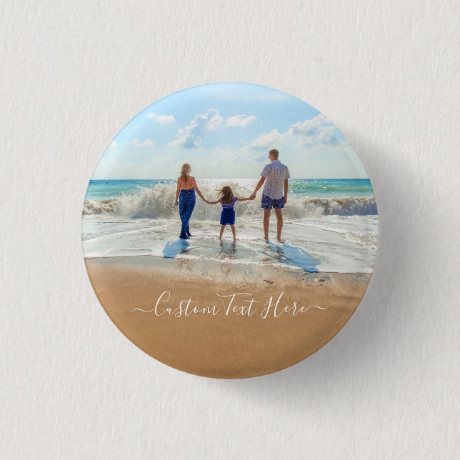 Botón de Foto Personalizado con Texto Personalizad (Anverso)