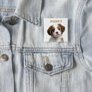 Botón de foto y nombre del perro personalizado
