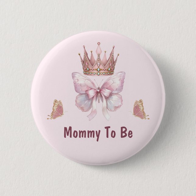 Botón de futura mamá princesita rosa (Anverso)