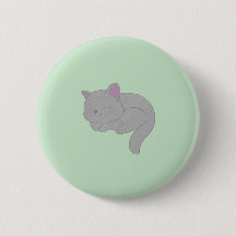 Botón de gatito gris durmiendo
