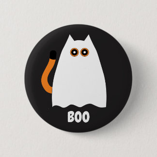 Botón de gato fantasma de Halloween