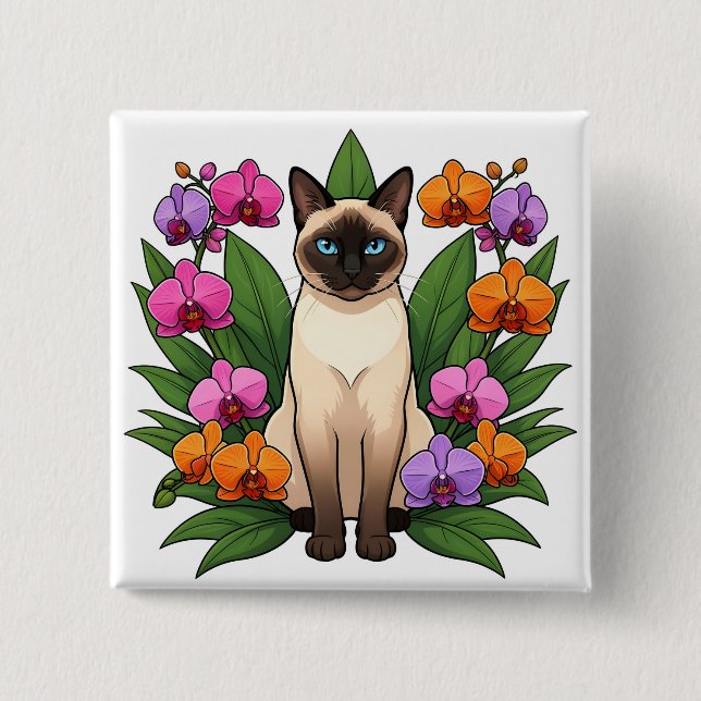 botón de gato siamés de flor exótica (Anverso)
