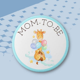 Botón De Giraffe De Mamá En Baby Shower