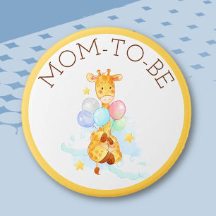 Botón De Giraffe De Mamá En Baby Shower