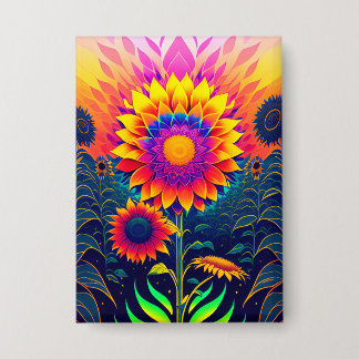 Botón de girasoles coloridos y radiantes