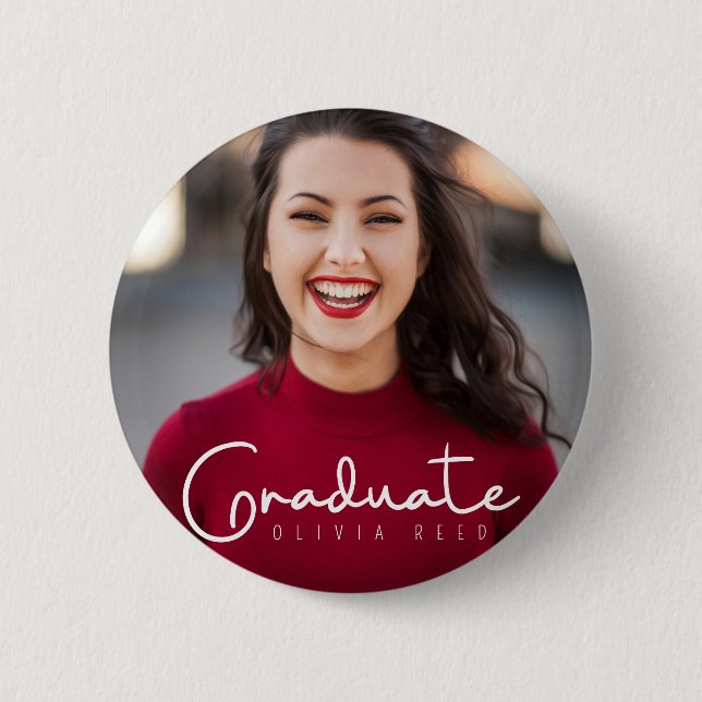 Botón de graduación de caligrafía moderna negra (Anverso)