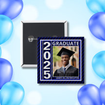 botón de graduación de foto azul