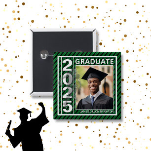 Botón de graduación de Fútbol Fotográfico Verde