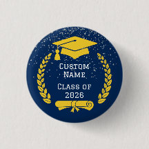 Botón de graduación de la clase de 2026 azul oscur