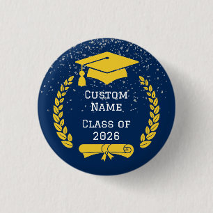 Botón de graduación de la clase de 2026 azul oscur