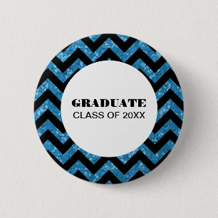 botón de graduación del Purpurina de cheurón azul