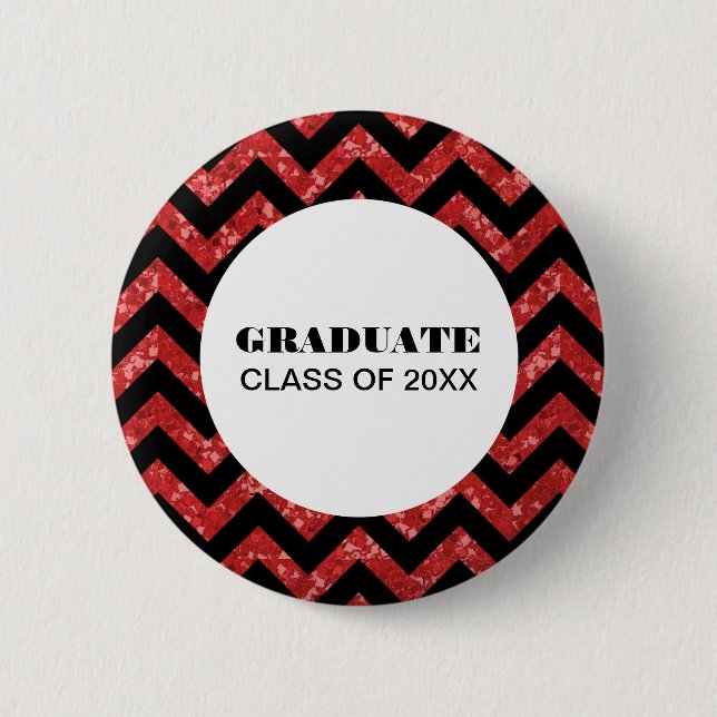 Botón de graduación del Purpurina de cheurón rojo (Anverso)
