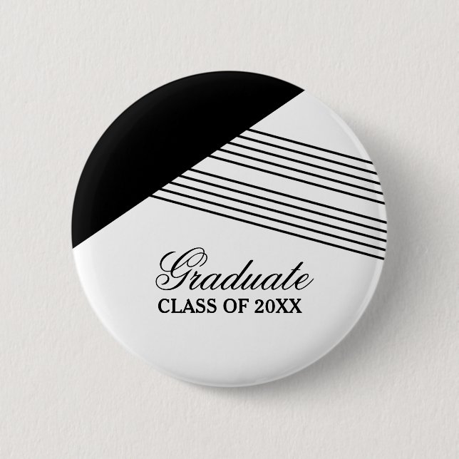 Botón de graduación negro de banda geométrica (Anverso)