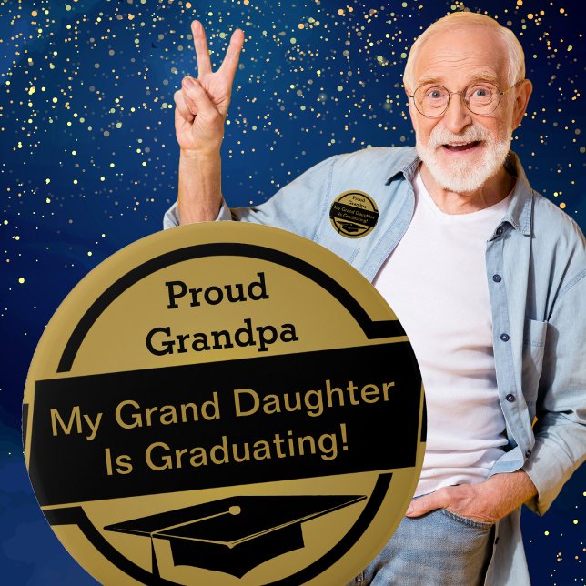 Botón de graduación orgulloso (Proud Grandpa, Grandparents, Parents or Other Graduation Button, Show how proud you are of your grad)