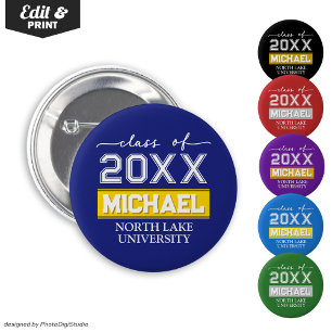 Botón de graduación personalizado con nombre y esc
