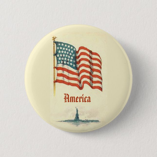 Botón de Gratitud de Bandera Americana Vintage (Anverso)