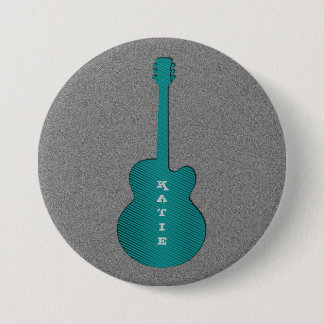 Botón de guitarra a rayas, turquesa