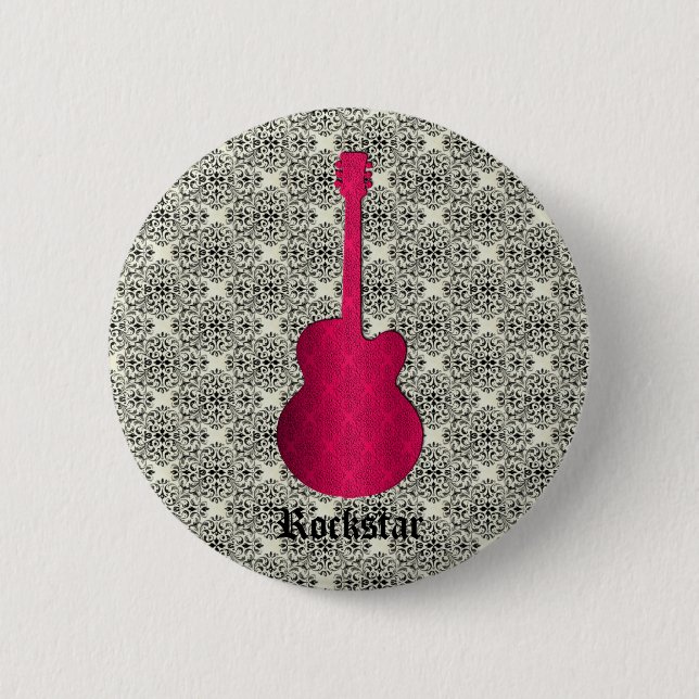 Botón de guitarra de Damask de Rockstar, Magenta (Anverso)