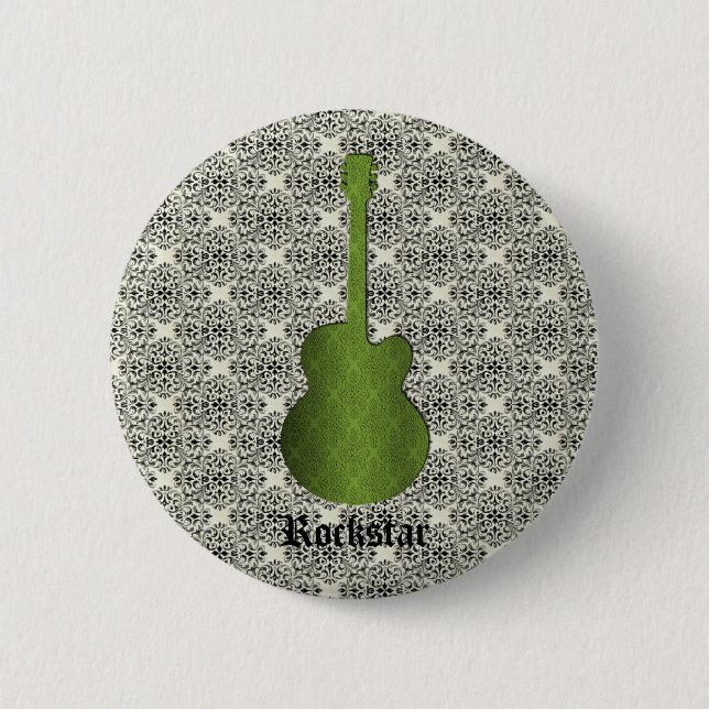 Botón de guitarra de Damask de Rockstar, verde oli (Anverso)