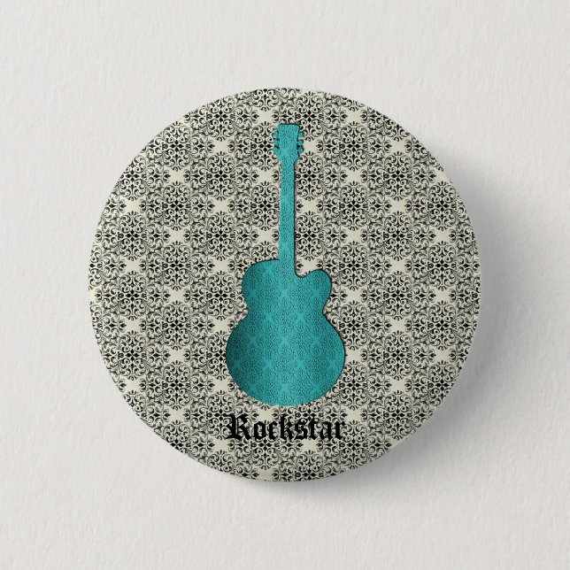 Botón de guitarra del Damask de Rockstar, Turquesa (Anverso)