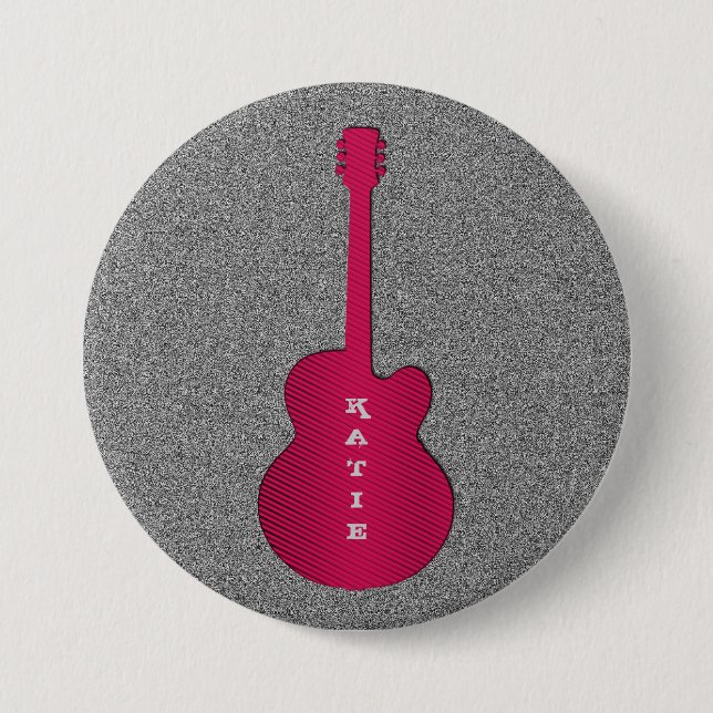 Botón de guitarra rayado, rosa caliente (Anverso)