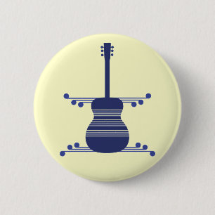 Botón de guitarra retro, azul marino